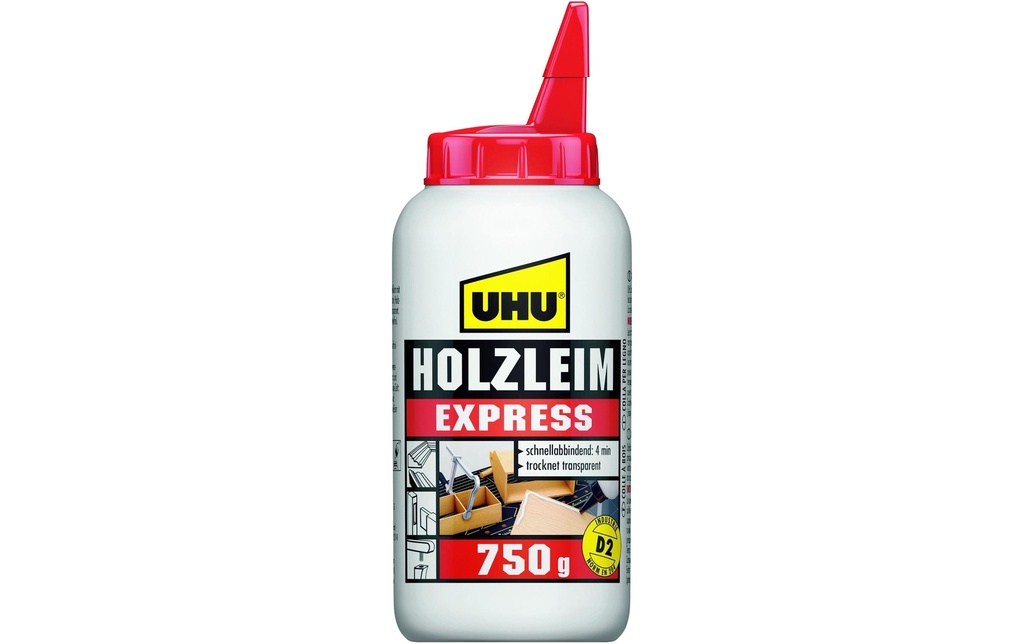 UHU Colle à bois express D2 750g, Blanc