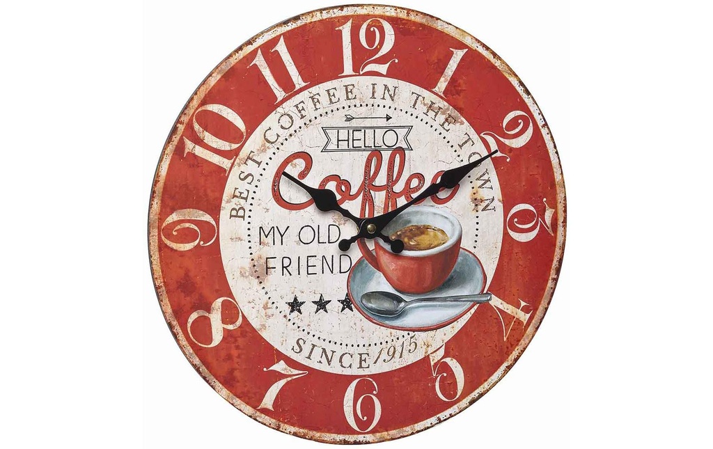TFA Dostmann Horloge murale Vintage Coffee Ø 33.7 cm, rouge/beige