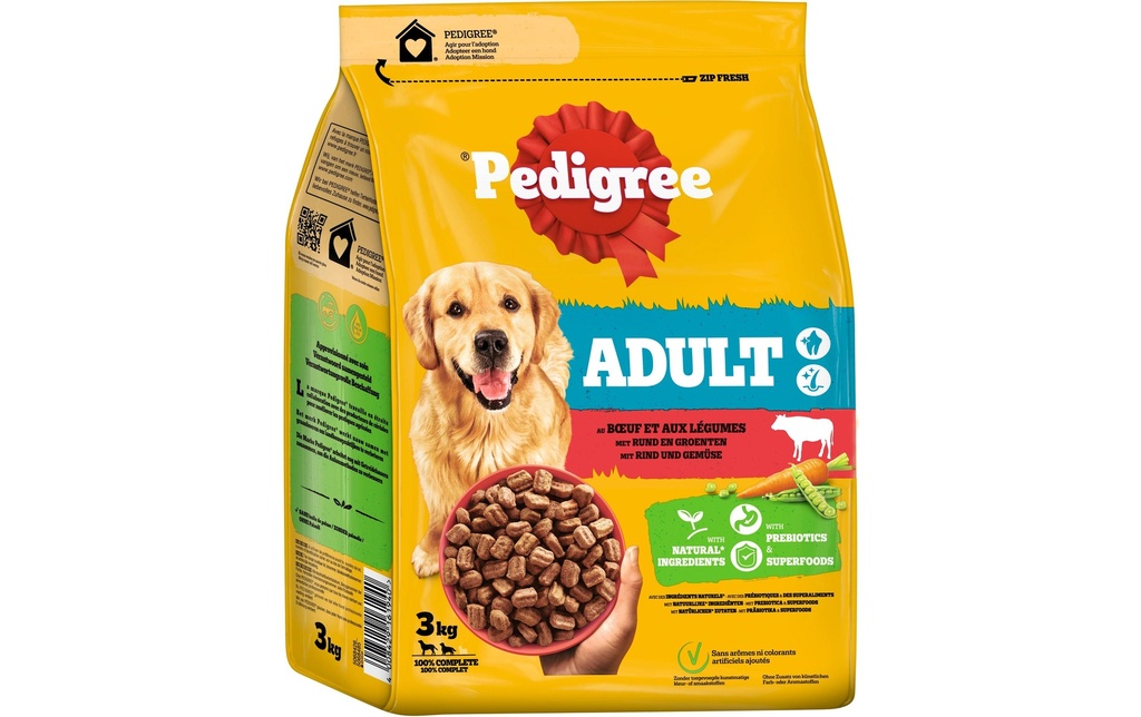 Pedigree Alimentation sèche Adulte Bœuf et légumes, 3 kg