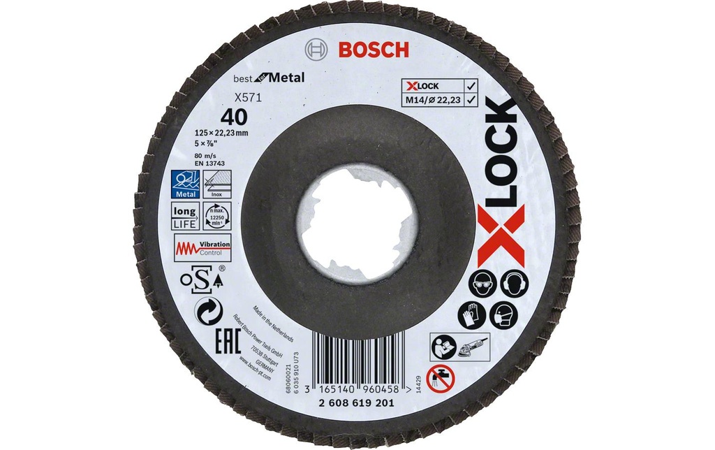 Bosch Professional Disque à lamelles X-LOCK Best for Metal K40, 125 mm