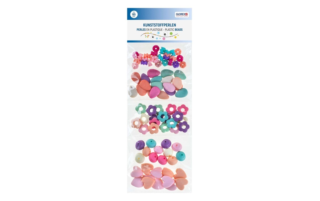 Glorex Perles en plastique 5 couleurs assorties