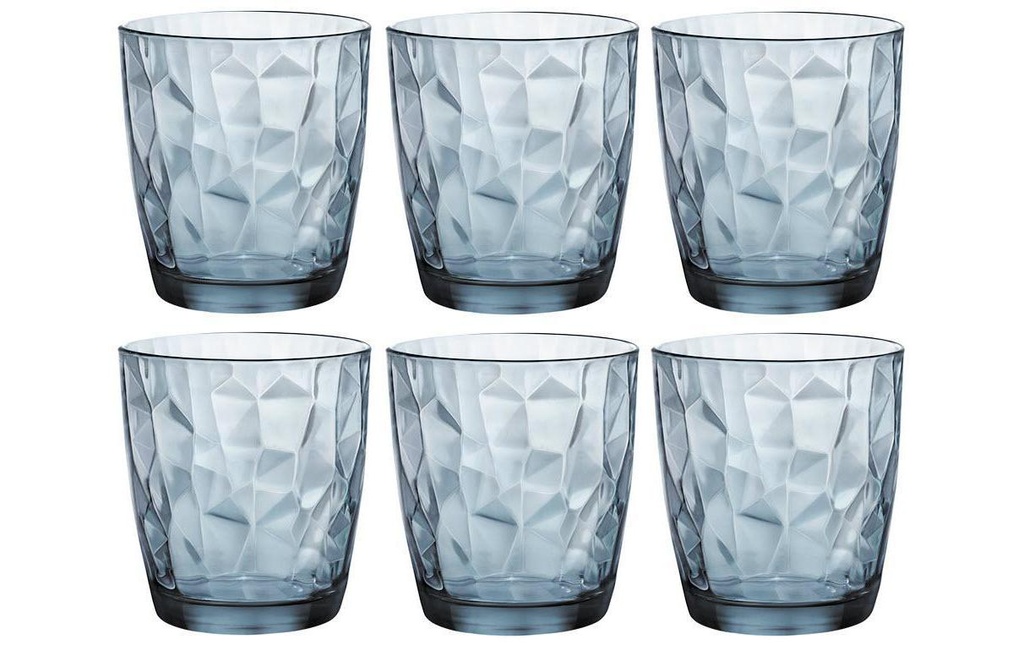 Bormioli Rocco Verre à whisky Diamond 300 ml, 6 Pièce/s, Bleu 