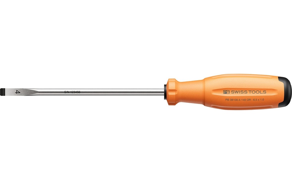 PB Swiss Tools Tournevis pour vis à fente PB 38100.4-140 OR Orange Plat