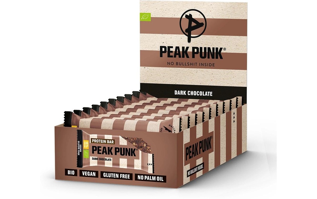 PEAK PUNK Bio Protein Bar chocolat noir 12 x 55 g