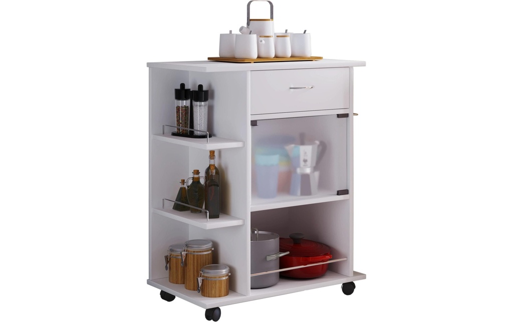 VCM Chariot de cuisine Pocis 65 x 80 x 39 cm,  Blanc