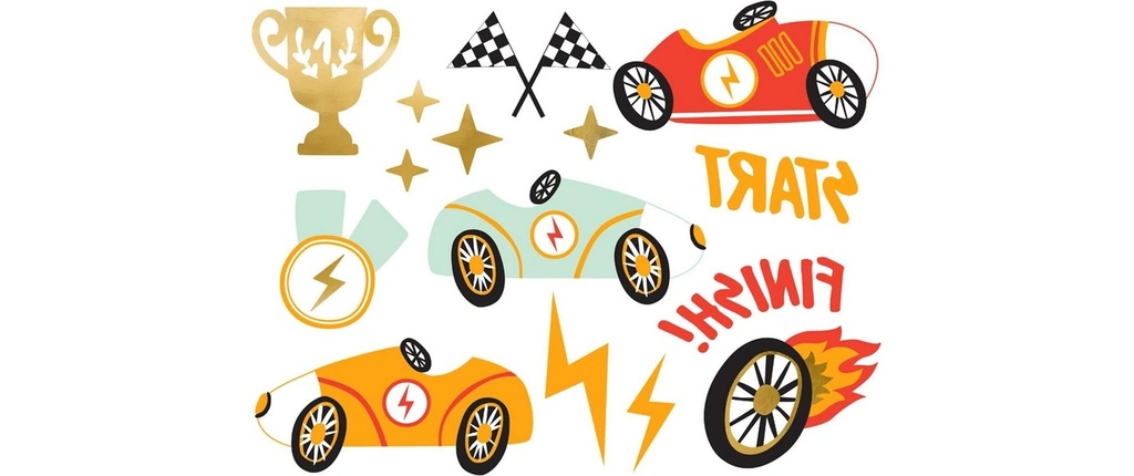 Partydeco Kits de tatouage Voiture 11 motifs