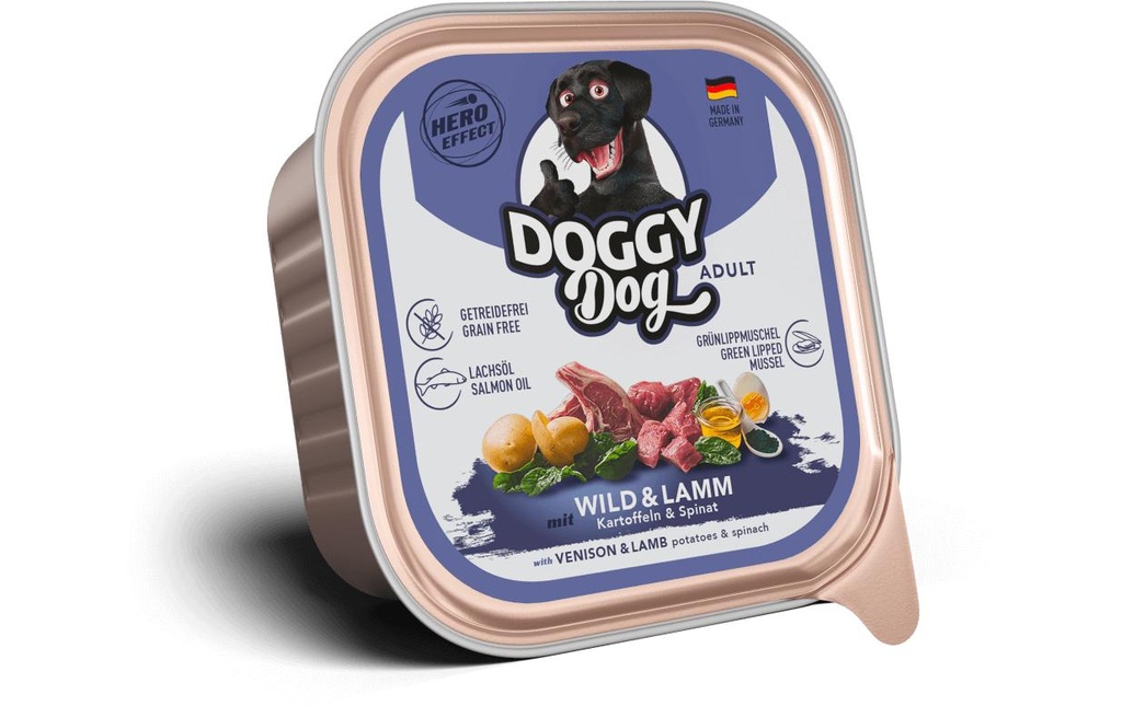 DOGGY Dog Alimentation humide Barquette de gibier, agneau Adult 150 g