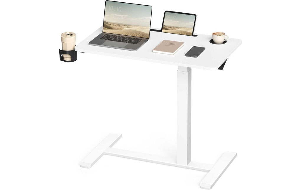 VASAGLE Table haute Réglable en hauteur 80 x 45 cm Blanc