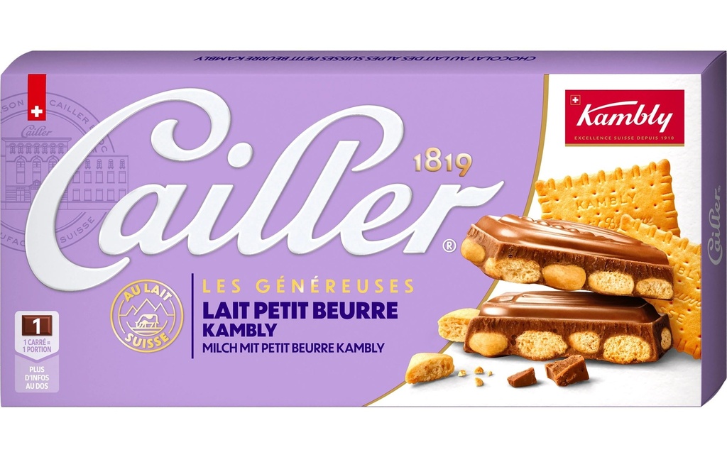 Cailler Tablette de chocolat Lait Kambly 180 g