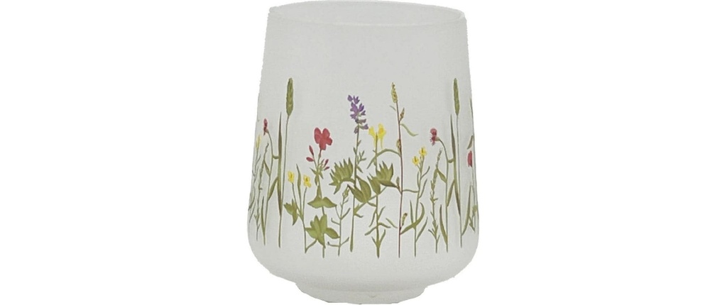 CHALET Photophore Fleurs des champs 16 cm, Blanc