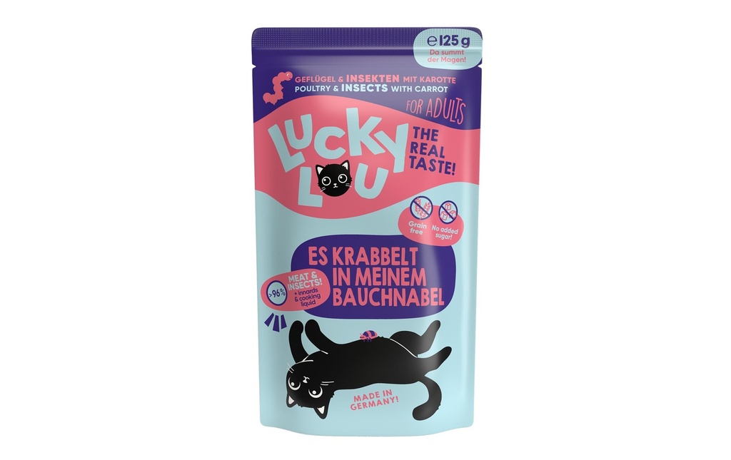 Lucky Lou Alimentation humide Lifestage Adult volaille & insectes, 125 g