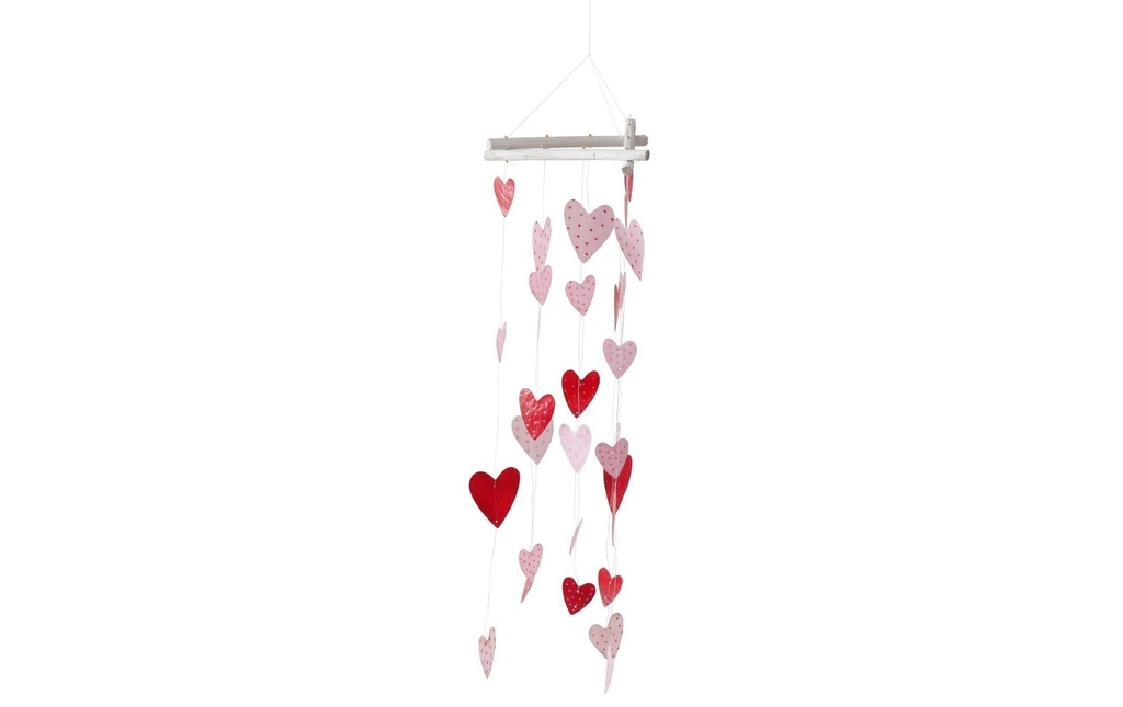 Boltze Carillon à vent Cœurs Milena 73 cm