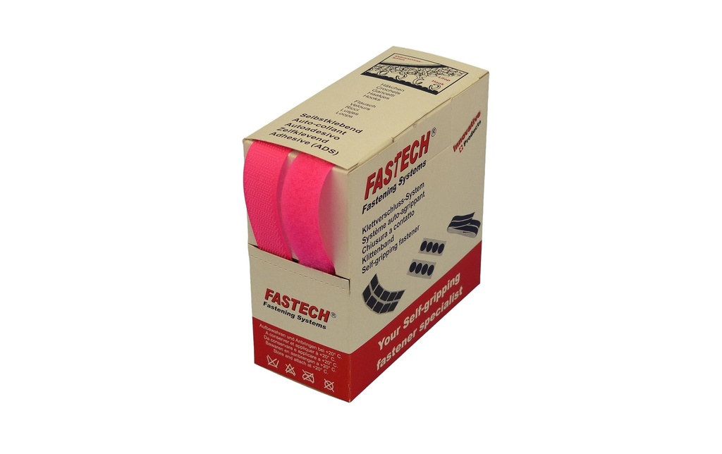FASTECH Boîte de bande auto-agrippante Rose fluo