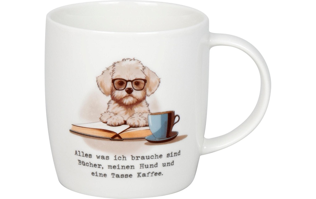 Könitz Tasse à thé Livres, chien & café 400 ml, Blanc