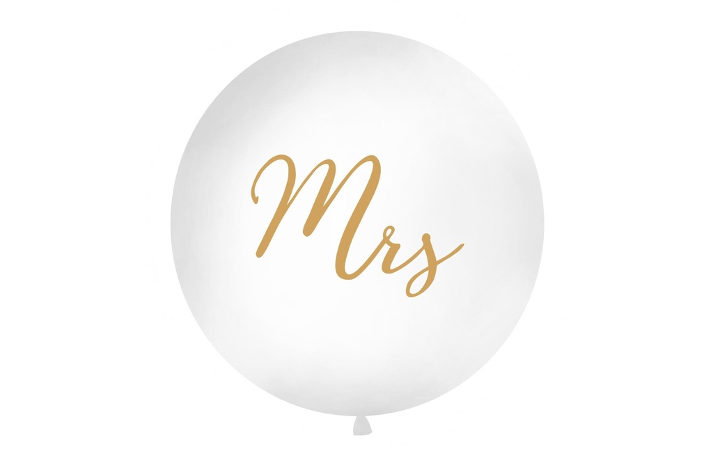 Partydeco Ballon de baudruche Mrs Ø 1 m, Doré/Blanc