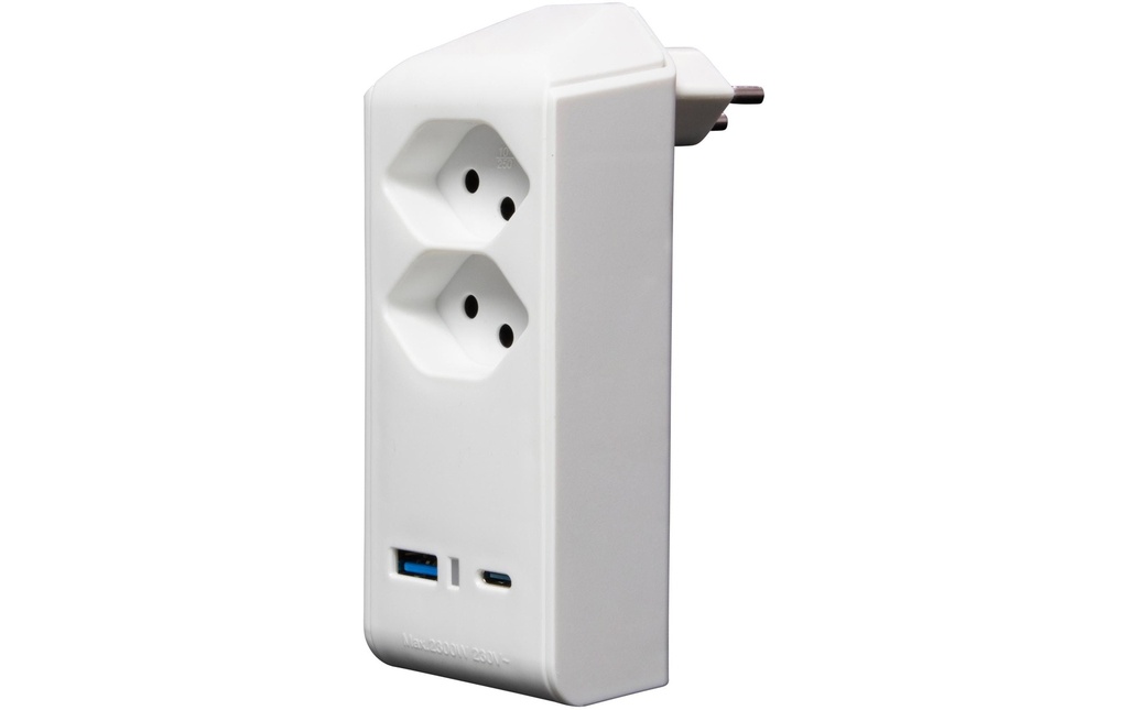 Brennenstuhl Fiche de branchement 2 x T13, 1 x USB A, 1 x USB C, 300° de rotation