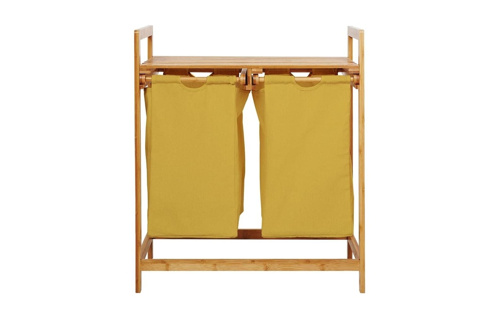 Lumaland Corbeille à linge Bambus 60 l, Brun/Jaune