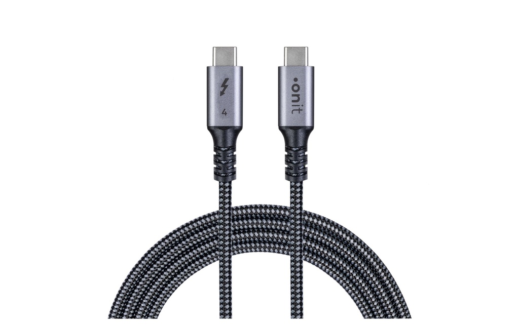 onit Câble Thunderbolt 4 240 W, USB-C - USB-C, 2 m, Noir/Gris