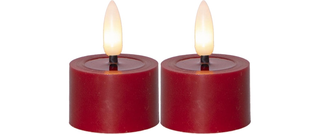 Star Trading Set de bougies à chauffe-plat LED 2 Pack Flow 5 cm – rouge