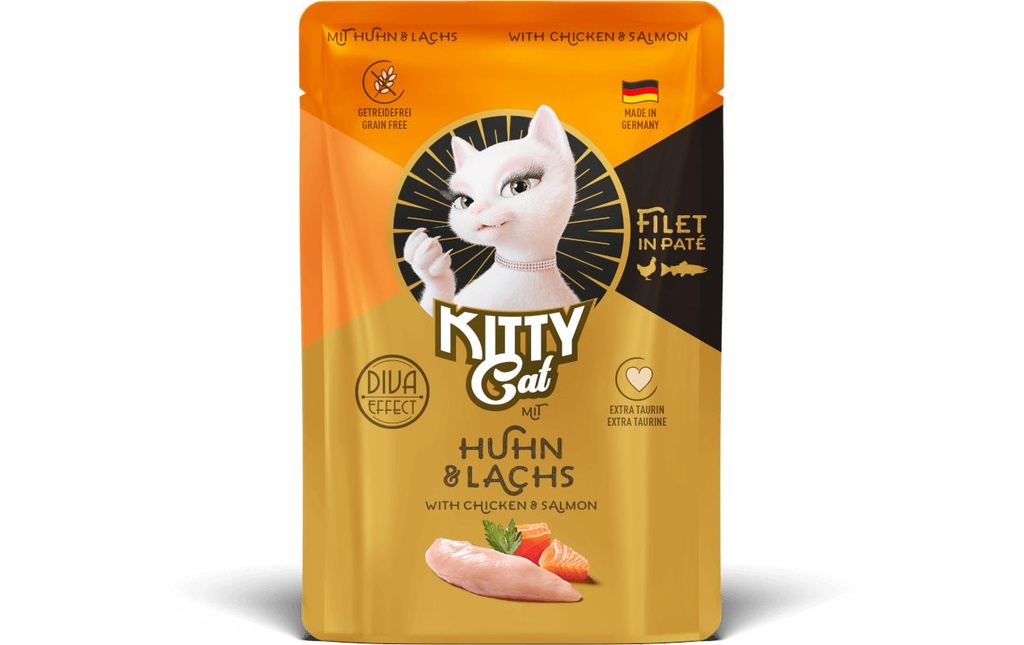 KITTY Cat Alimentation humide Filét Paté Pouch poulet, saumon 85 g