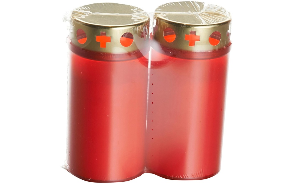 balthasar Bougie funéraire avec couvercle 2 pièces, Rouge