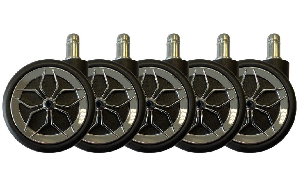 LC-Power Roulettes LC-CASTERS-2-DRIFT Lot de 5 chromes