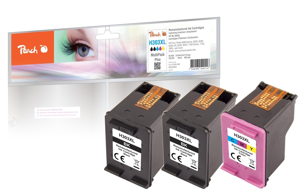 Peach Encre HP No. 303XL Multi-Pack-Plus 2x BK, 1x CMY
