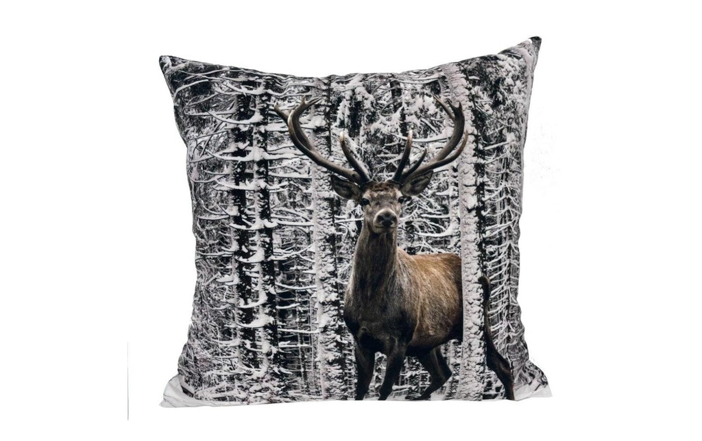 Dameco Coussin cerf rempli 40 x  40 cm, Brun/Blanc
