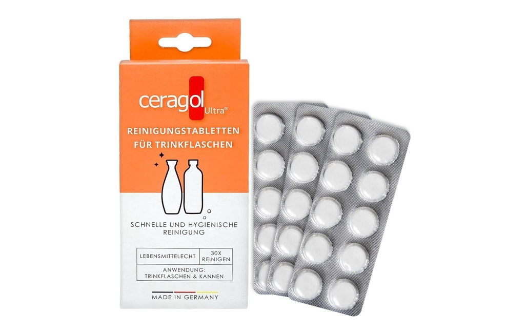 Ceragol Nettoyant pour gourde Pastilles de nettoyage 30 x 2 g