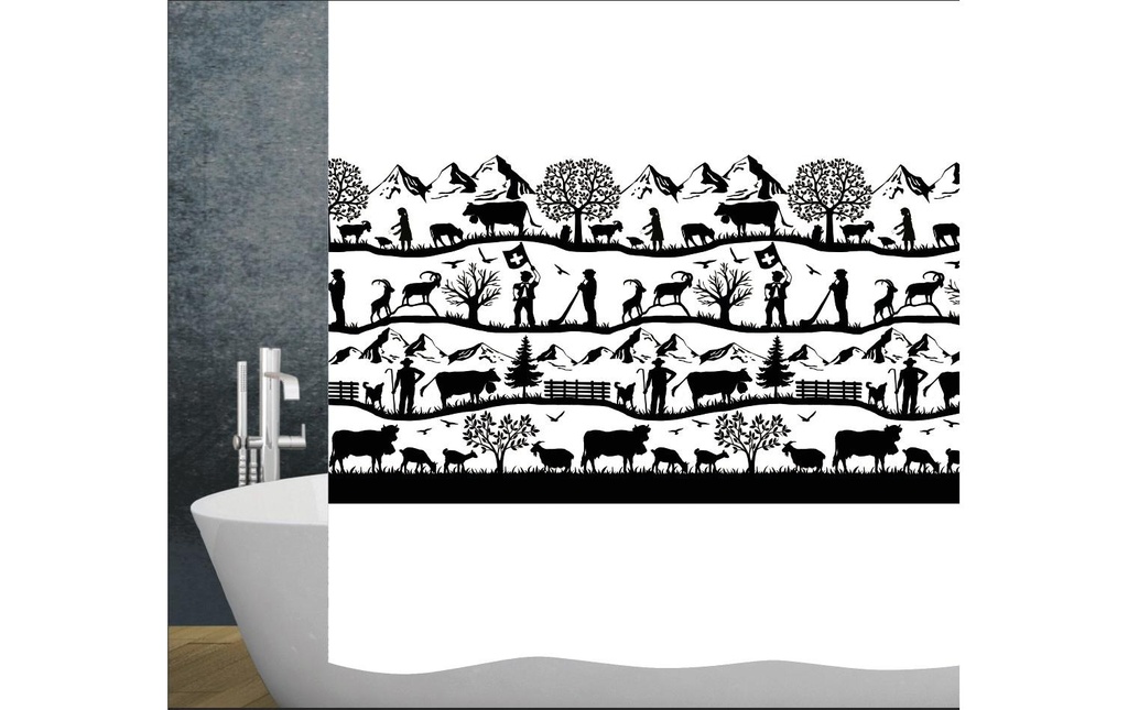diaqua® Rideau de douche Swiss Dreams 180 x 180 cm, noir/blanc