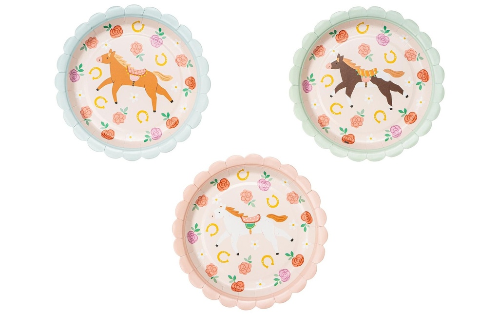 Partydeco Assiettes jetables Cheval 18 cm, 6 pièces