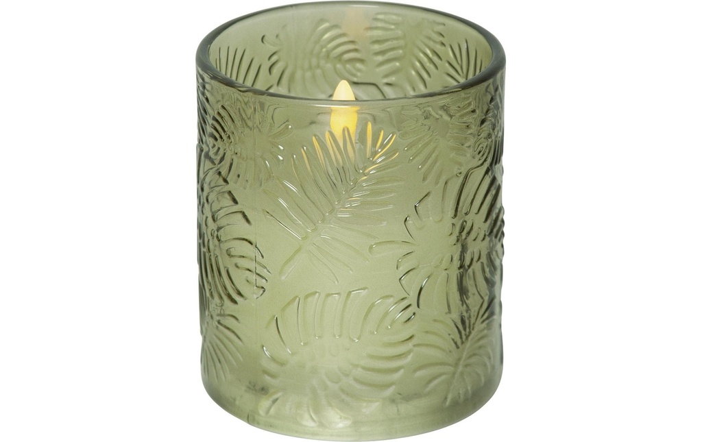 Star Trading Bougie LED Feuille de flamme Pillar, Ø 8.5 x 10 cm, vert