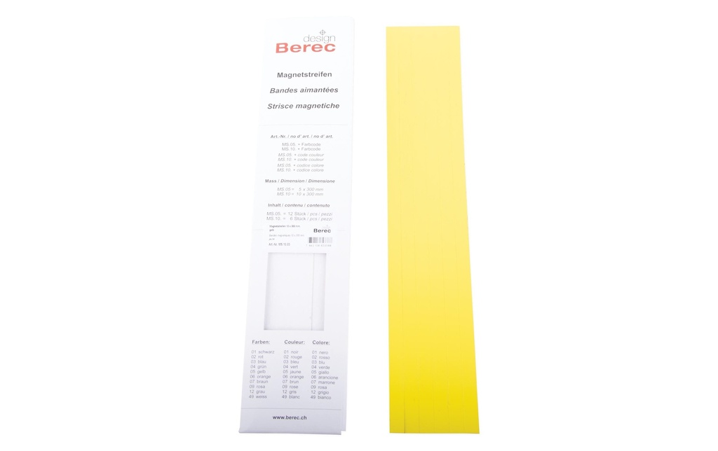 Berec Bande magnétique 6 pièces, 10 mm x 0.3 m, Jaune