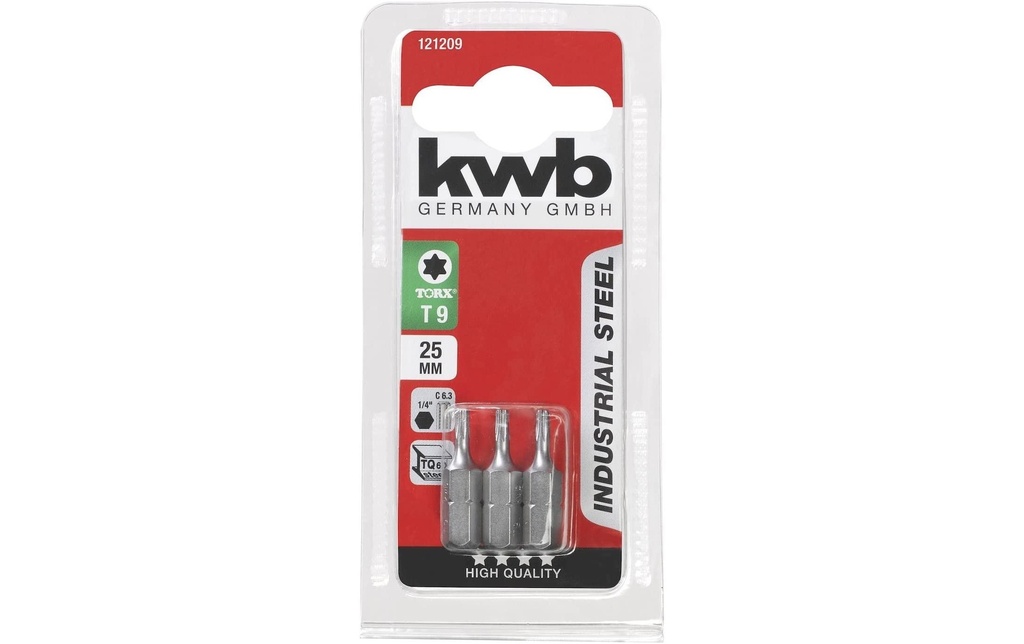 kwb Kits de bits Industrial Steel Bits 1/4 Torx T9 3 Pièce/s pièce(s)