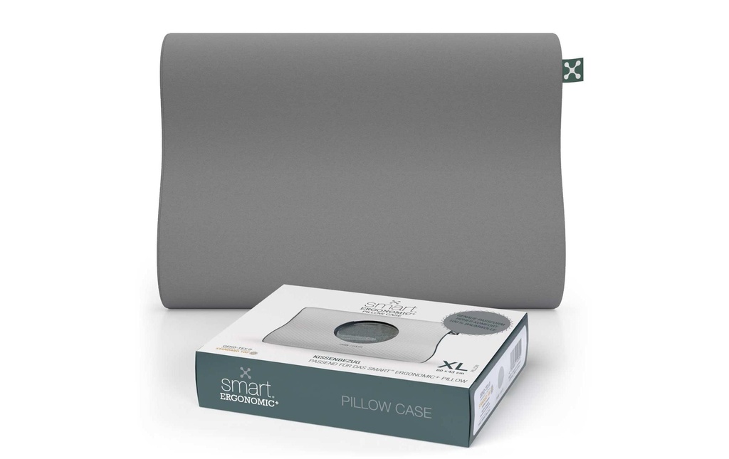 Smartsleep Taie d’oreiller Ergonomic + XL 60 x 43 x 12 cm, Gris