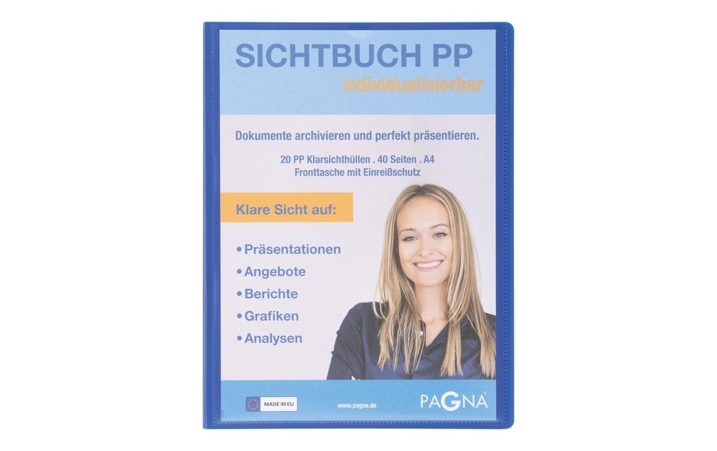 Pagna Livret de présentation avec pochette frontale, Office A4 Bleu