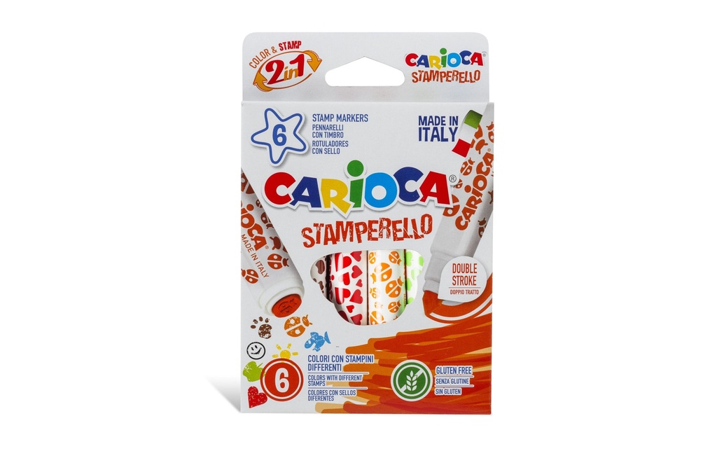 Carioca Feutres de coloriage Stamperello 6 pièces, multicolores