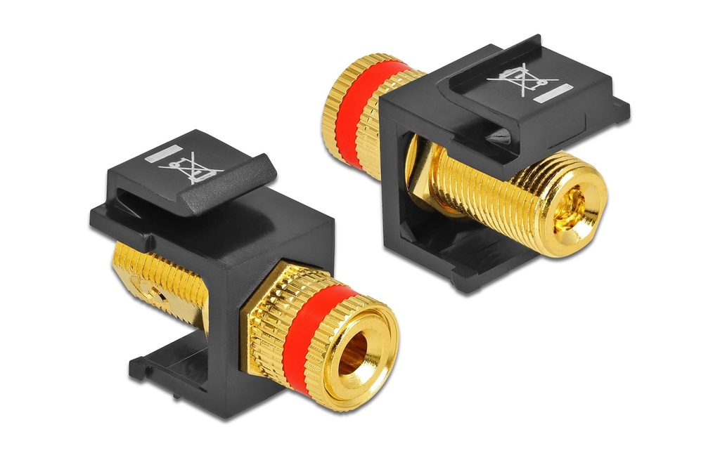 Delock Module Keystone Borne polaire sur écrou fileté rouge / noir