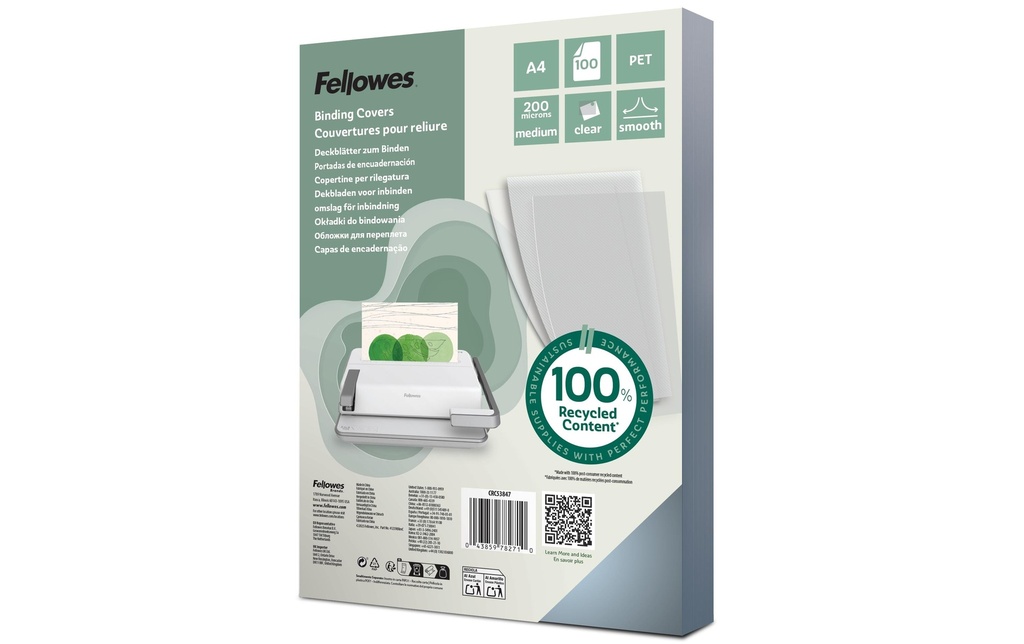 Fellowes Couverture de brochure 200 g/m², 100 Pièce/s, Transparent