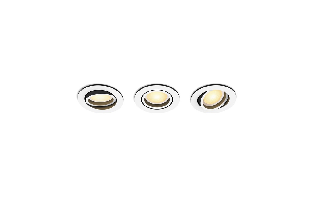 Philips Hue White Ambiance Milliskin Spot à encastrer pack de 3 Rond Blanc