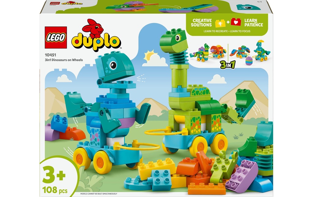 LEGO® DUPLO® Kit Dinos à roulettes 3 en 1 10451