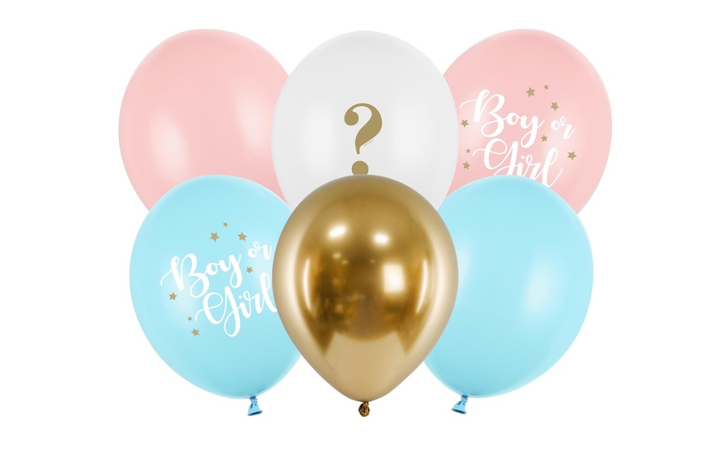 Partydeco Ballon de baudruche Boy or Girl – mix Ø 30 cm, 6 pcs.