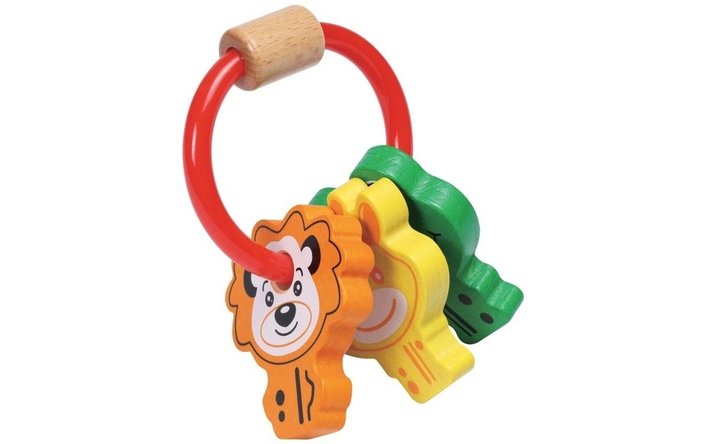 Spielba Holzspielwaren Hochet silencieux avec clé animale