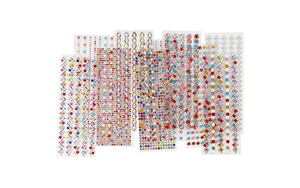 Creativ Company Gemmes Auto-adhésif 12 feuilles, Multicolore