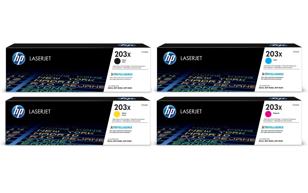 HP Kits arc-en-ciel Nr. 203X (CF540X-CF543X) BL/C/M/Y