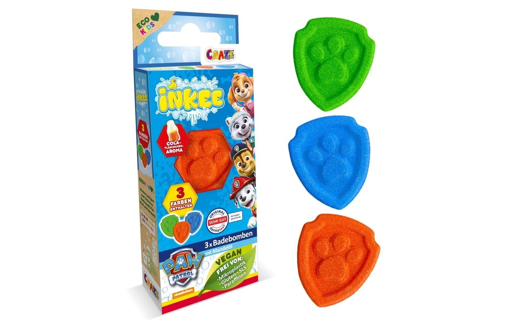 Craze Plaisir dans la baignoire Bombes de bain Inkee la pat patrouille Lot de 3