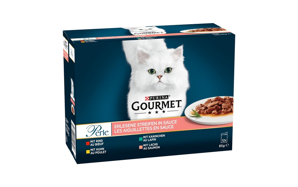 Purina Gourmet Alimentation humide Gourmet Perle Sauce rayée exquise, 12 x 85g