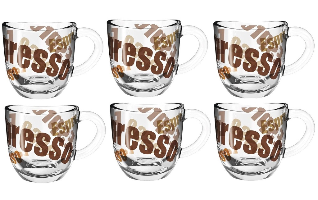 LEONARDO Tasse à expresso Naples avec texte 80 ml, 6 Pièce/s, Transparent