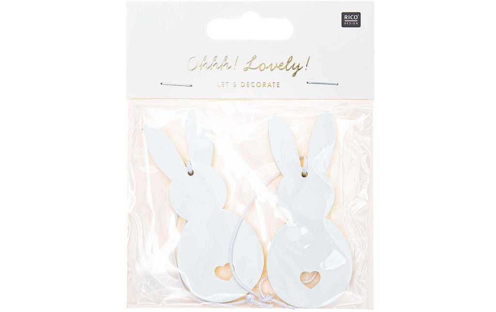 Rico Design Cintre Lièvre 2 pièces, Blanc