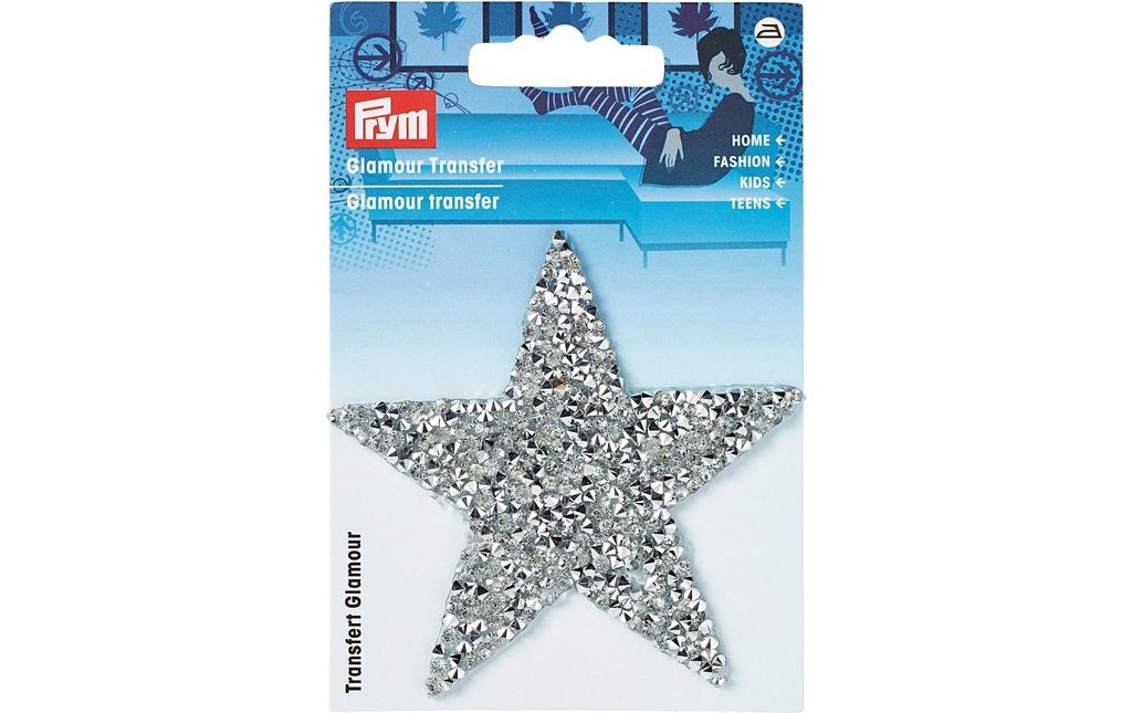 Prym Raccommodages Glamour Transfer Star, Argent, 1 pièce